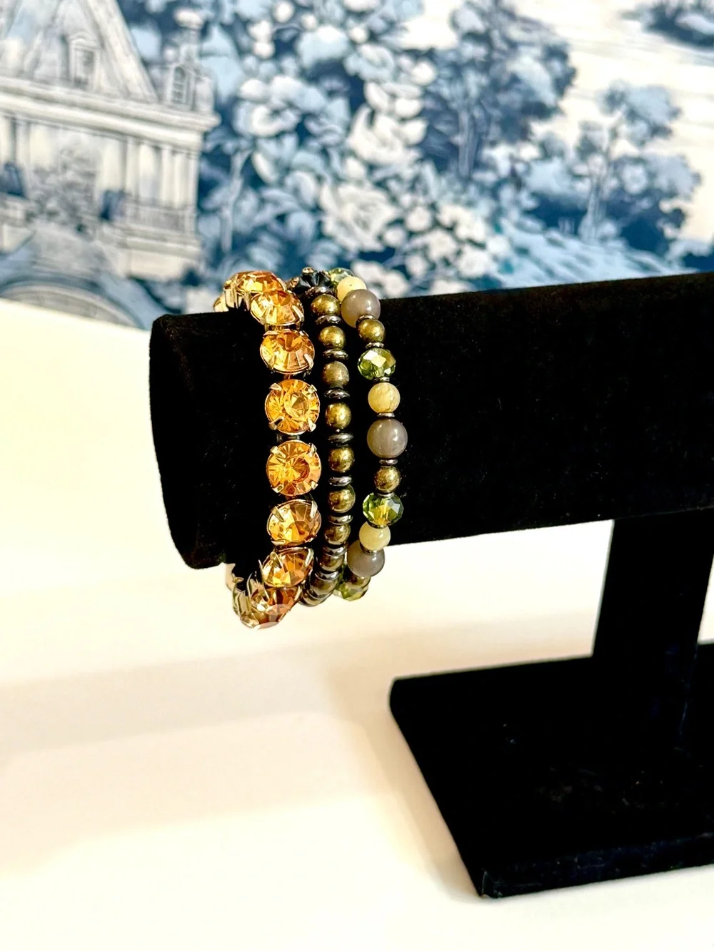 CHICO’S Crystal Beaded Stretch Bracelet Stack Set of 3 NWOT